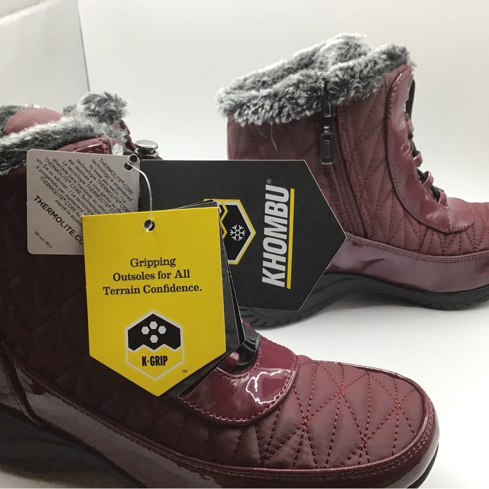 Khombu Women's Quilted Burgundy Boots